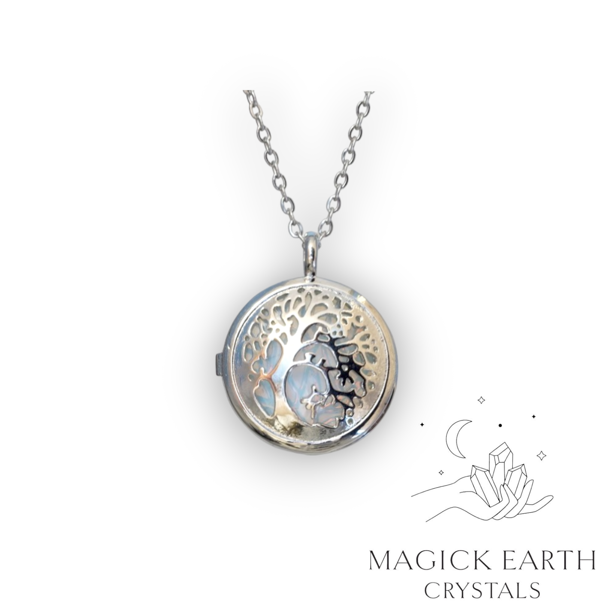 Opalite tree of life diffuser pendant view a