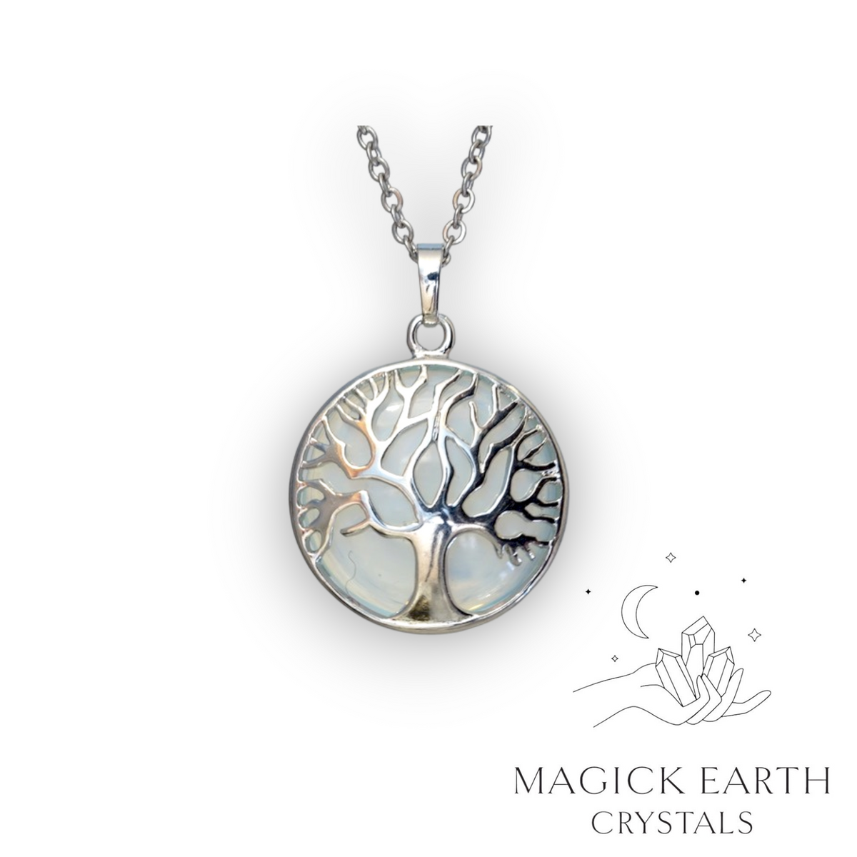 Natural Opalite tree of life pendant view a
