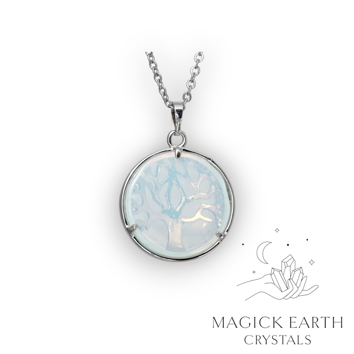 Natural Opalite tree of life pendant view b