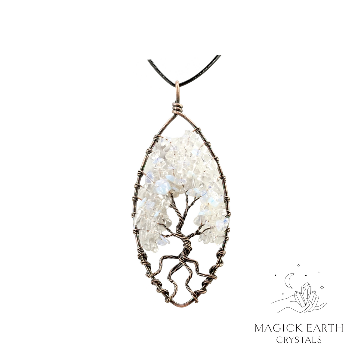 Opalite marquise tree of life chip pendant
