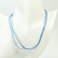 Blue Organza and Waxed Cotton Necklace with Platinum Findings