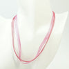 Dark Pink Organza and Waxed Cotton Necklace with Platinum Findings