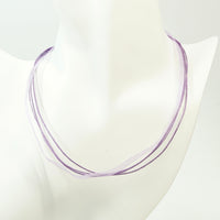 Lavender Organza and Waxed Cotton Necklace with Platinum Findings
