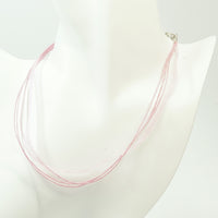Light Pink Organza and Waxed Cotton Necklace with Platinum Findings