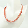 Red Organza and Waxed Cotton Necklace with Platinum Findings