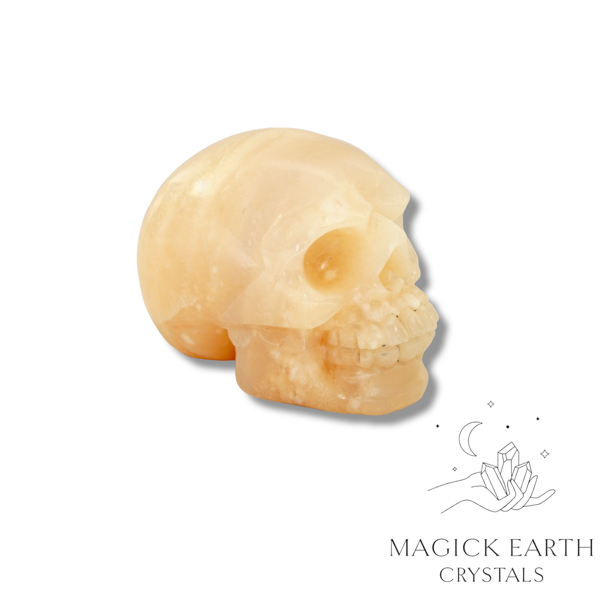 Natural Pink Aventurine crystal skull view a