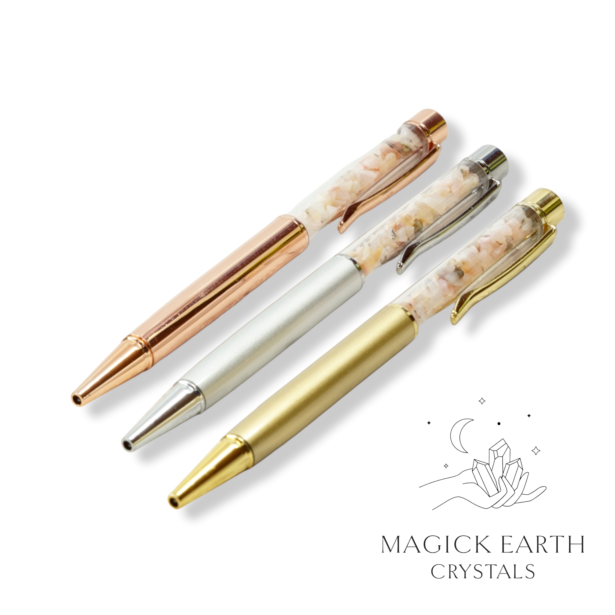 Natural Pink Opal crystal chip pens view a