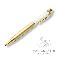 Natural Rainbow Moonstone crystal chip pen view b
