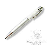 Natural Rainbow Moonstone crystal chip pen view c