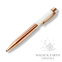 Natural Rainbow Moonstone crystal chip pen view d