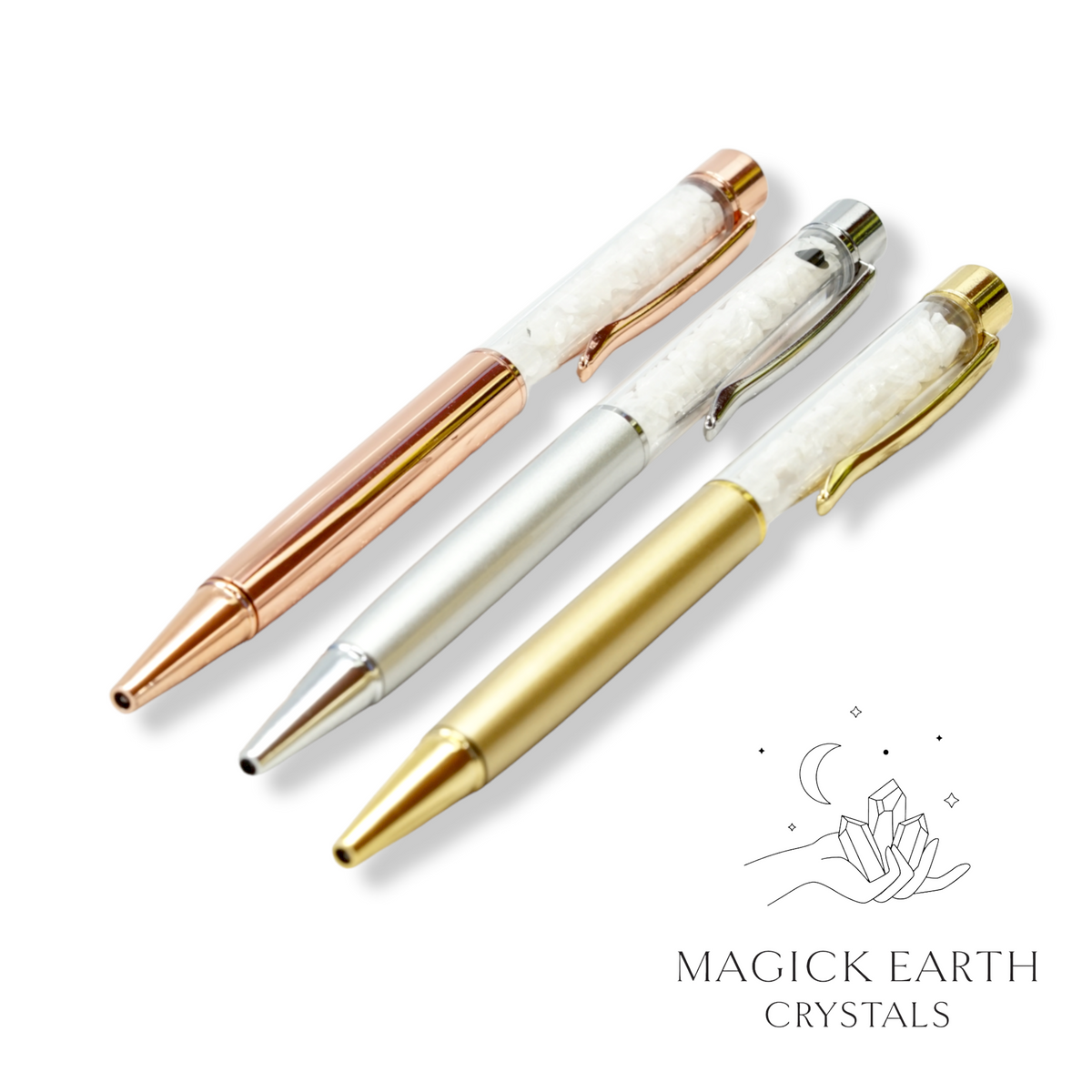  Natural Rainbow Moonstone crystal chip pens view a