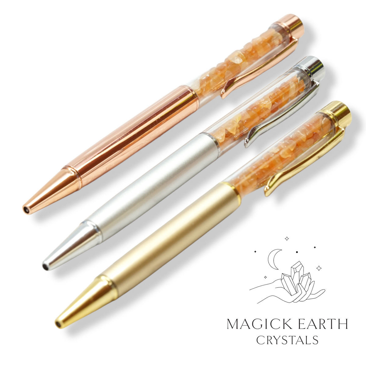 Natural Red Aventurine crystal chip pens view a