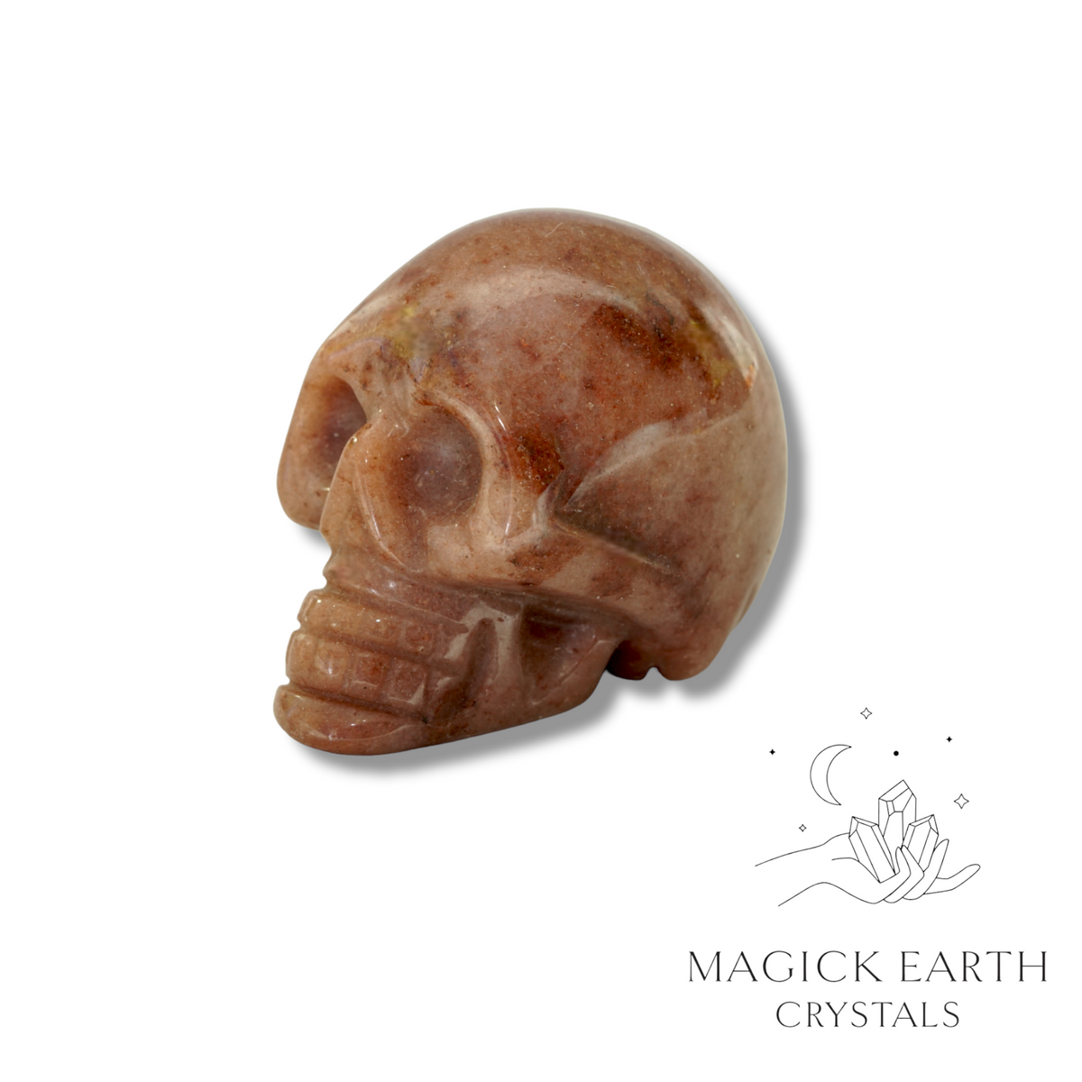 Natural Red Aventurine crystal skull view b