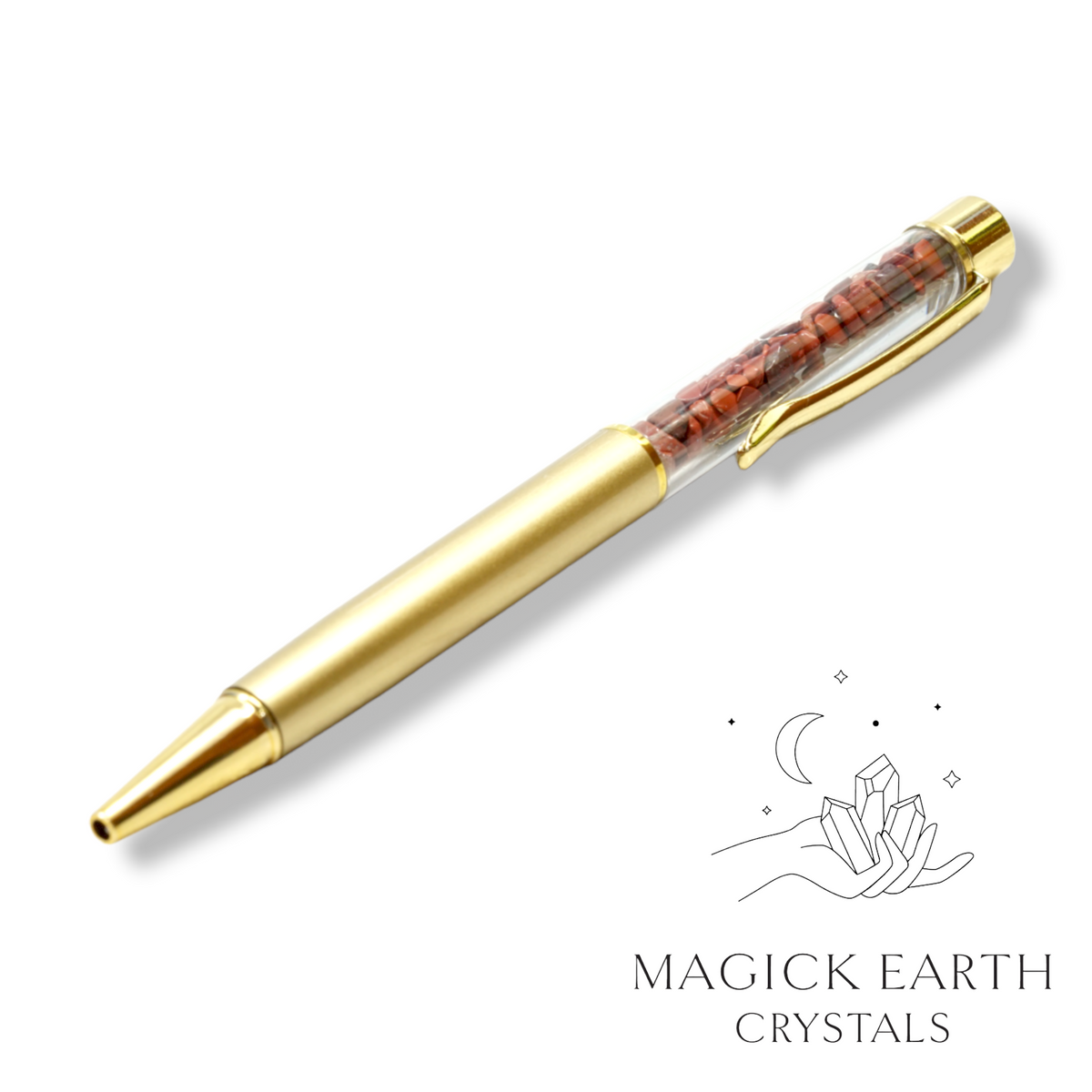 Natural Red Jasper crystal chip pen view b