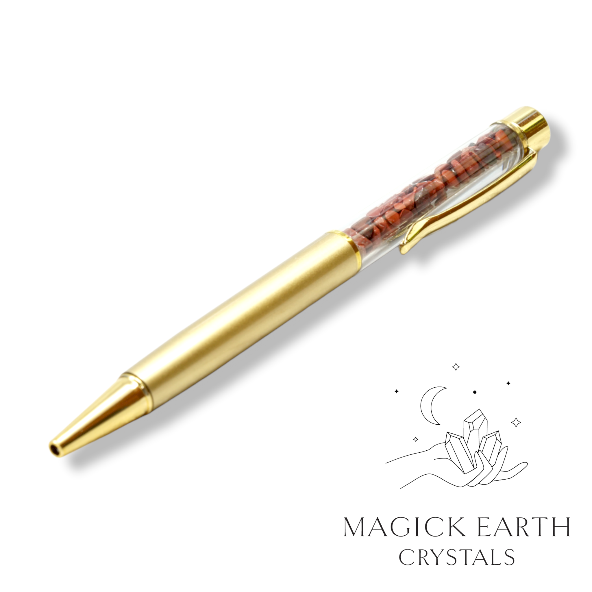 Natural Red Jasper crystal chip pen view b