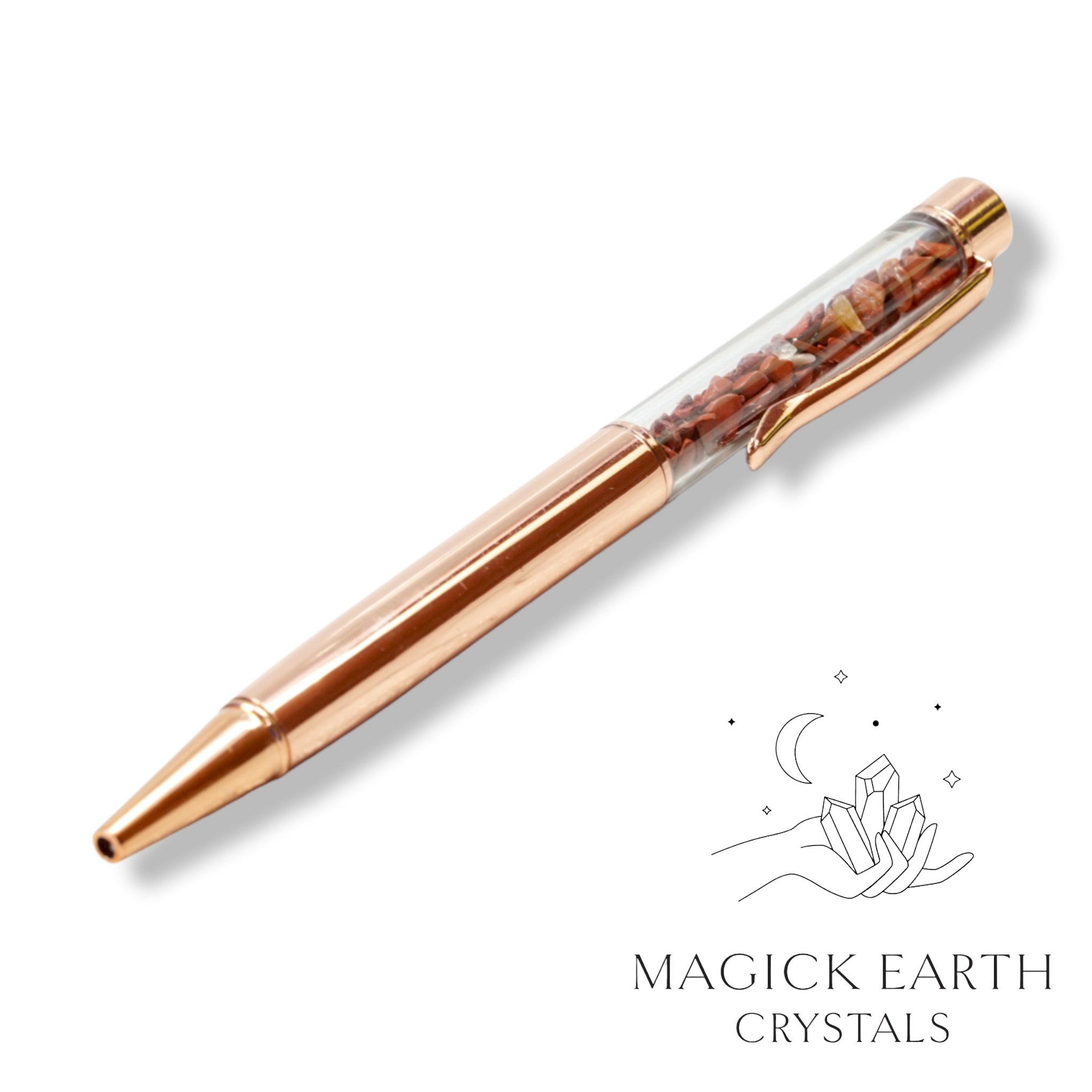 Natural Red Jasper crystal chip pen view d