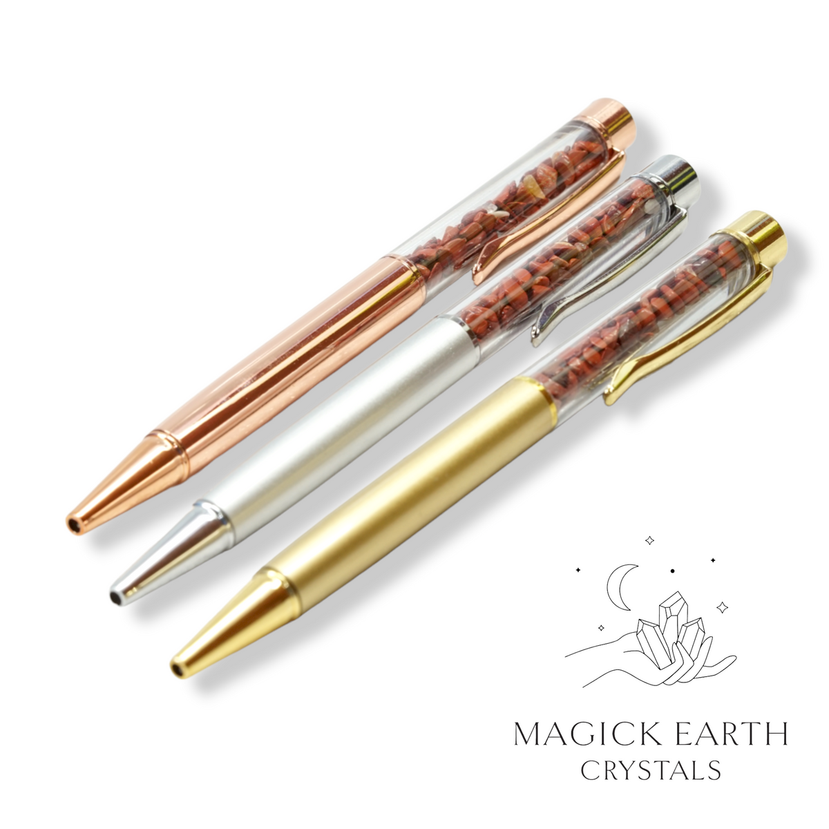 Natural Red Jasper crystal chip pens view a