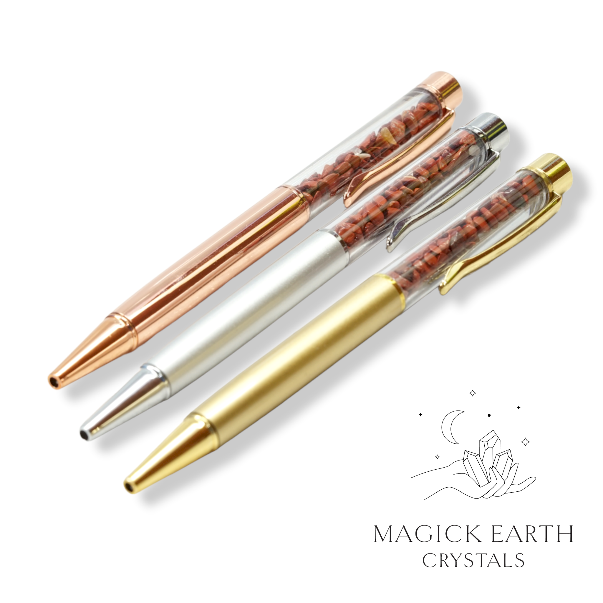 Natural Red Jasper crystal chip pens view a