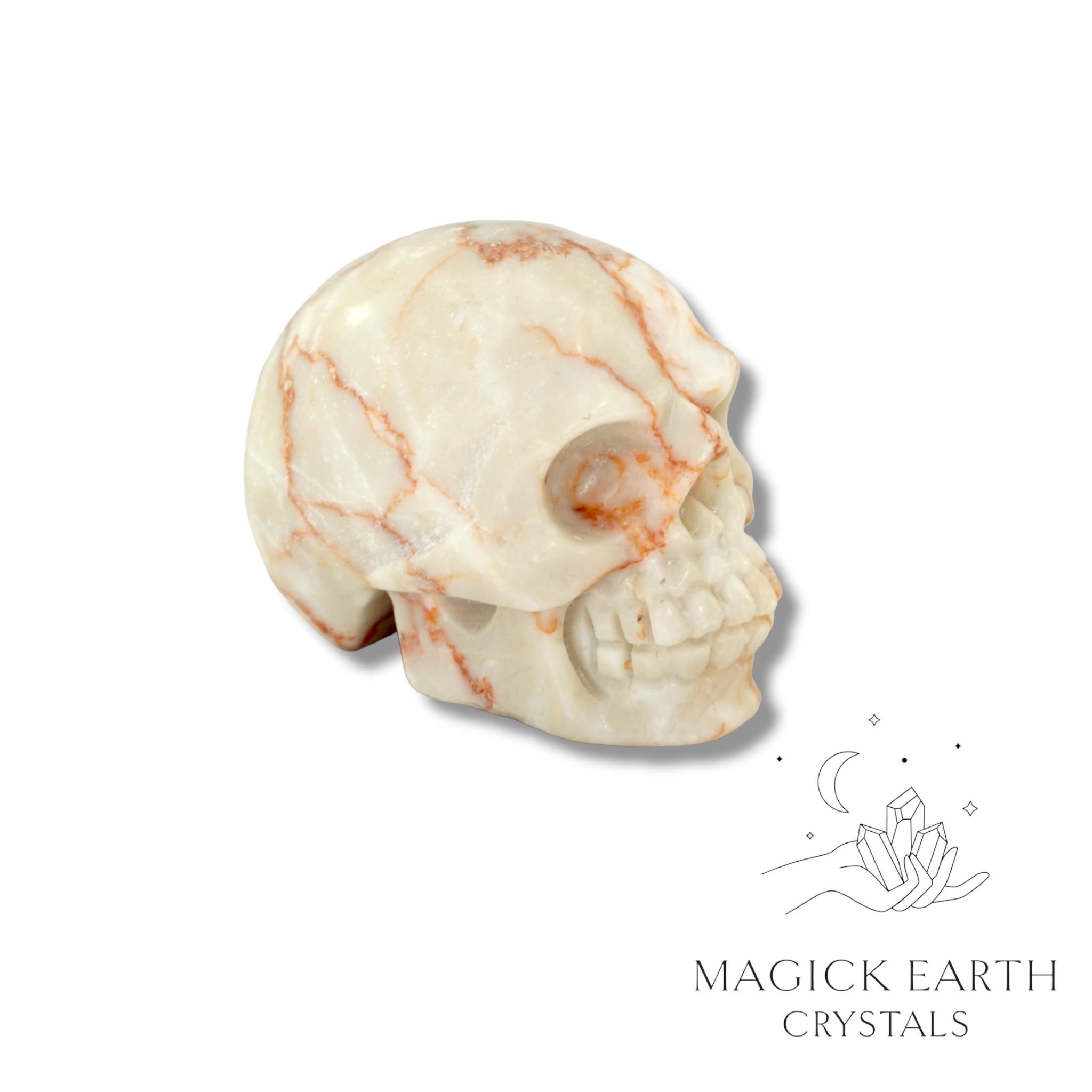Natural Red Vein Jasper crystal skull view a