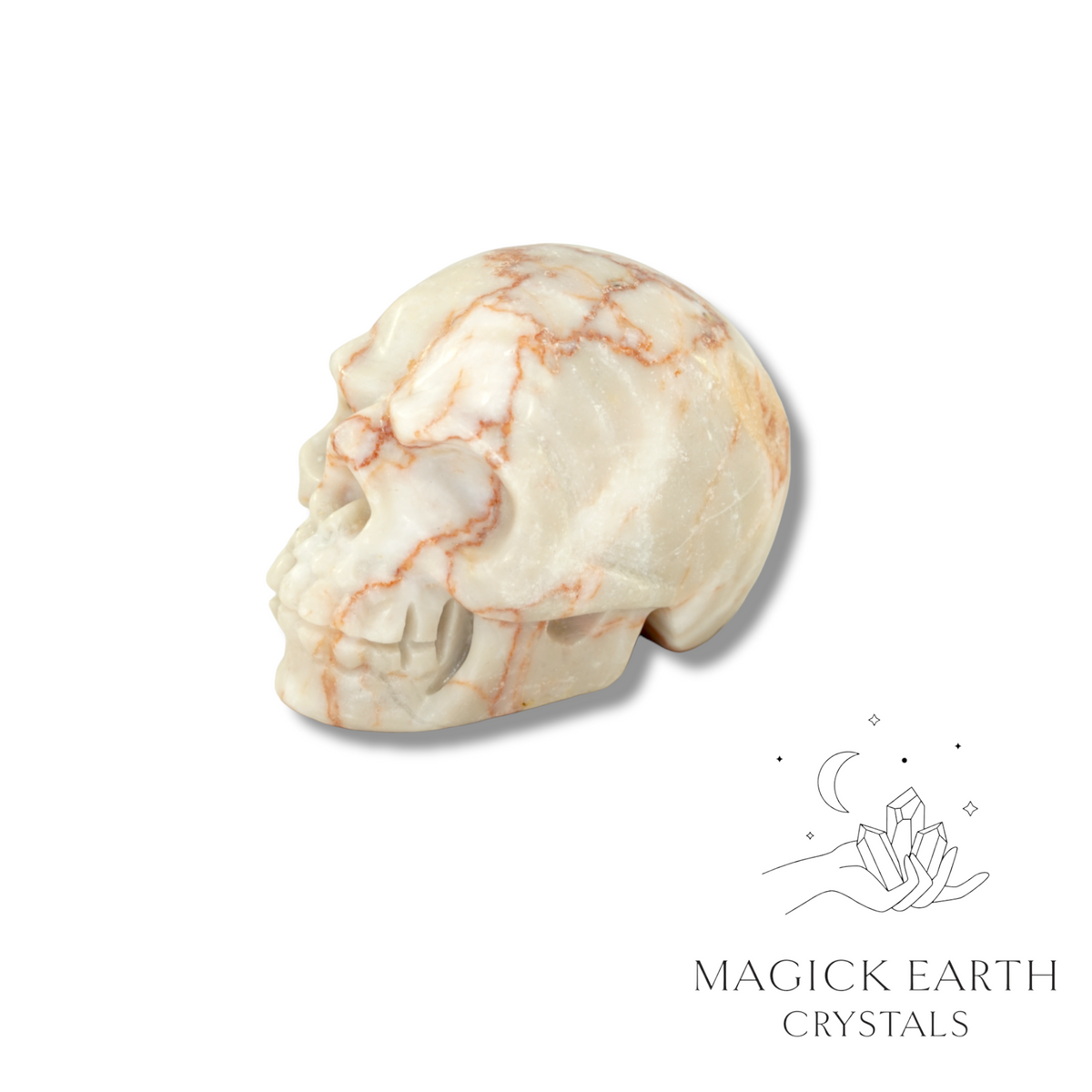 Natural Red Vein Jasper crystal skull view b