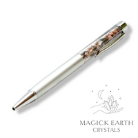 Natural Rhodonite crystal chip pen view c