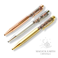 Natural Rhodonite crystal chip pens view a