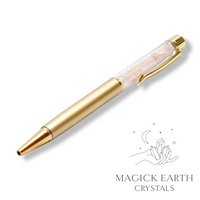 Natural Rose Quartz crystal chip pen view b