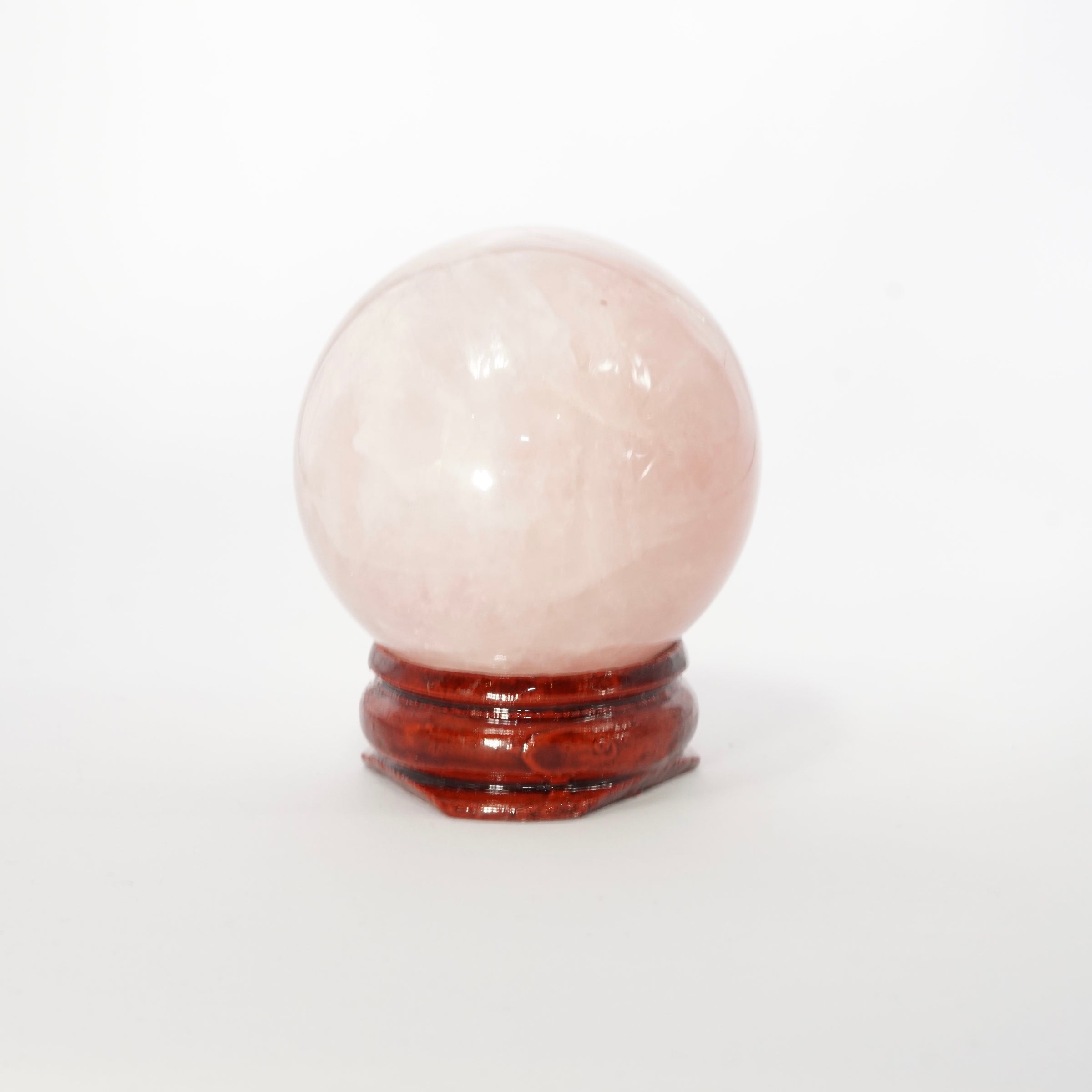 Natural Rose Quartz crystal sphere 40mm view a