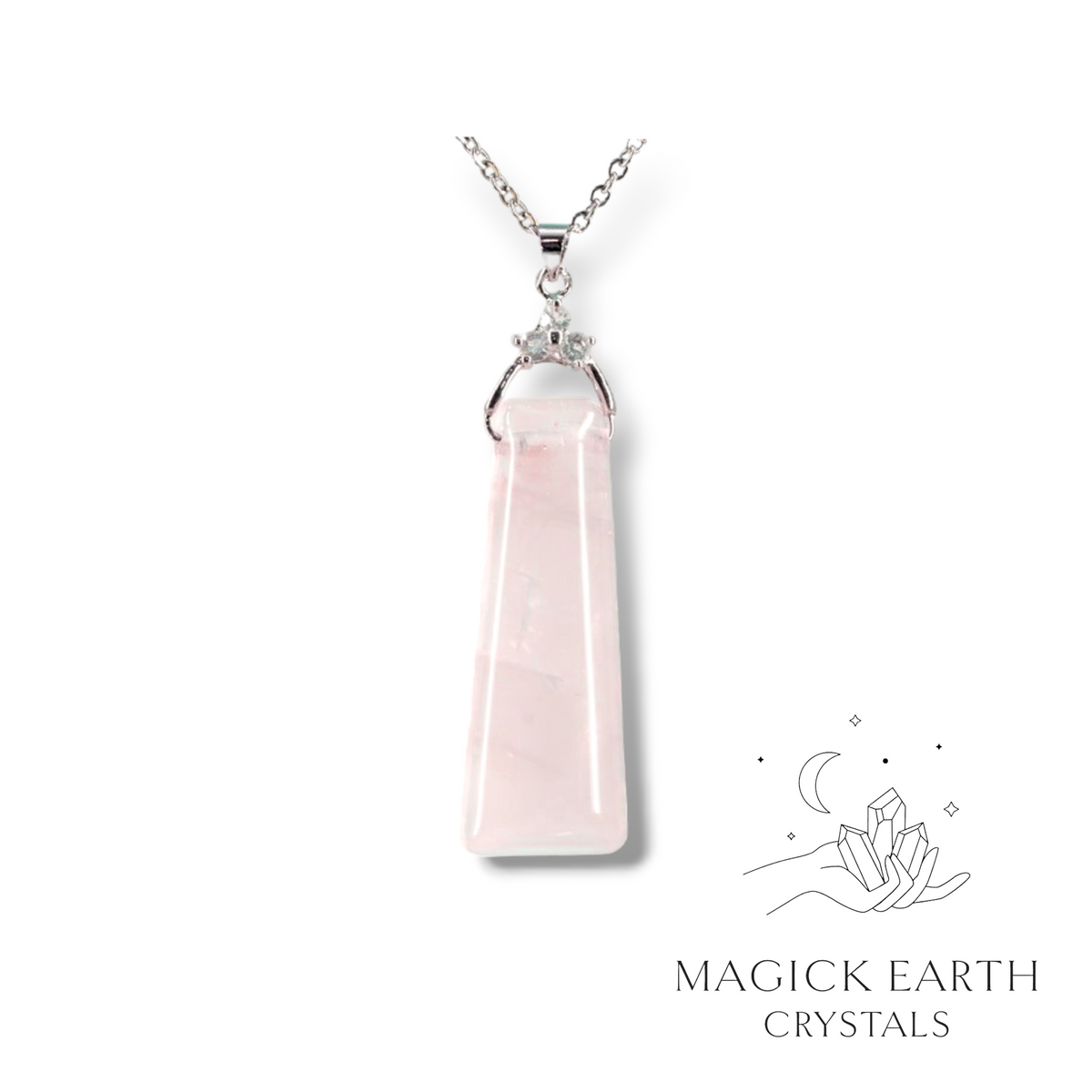  Natural Rose Quartz crystal tapered pendant view b