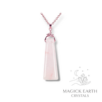  Natural Rose Quartz crystal tapered pendant view c