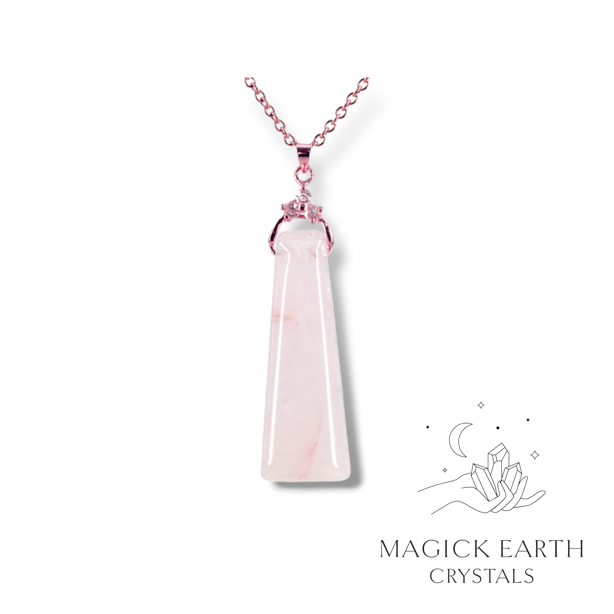  Natural Rose Quartz crystal tapered pendant view c
