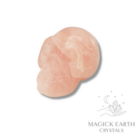 Rose Quartz  Carved Skull left view