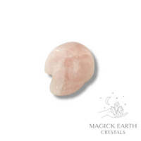 Rose Quartz Carved Tiny  Skull left view