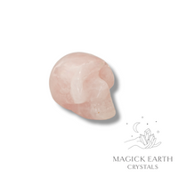 Rose Quartz  Carved Tiny  Skull right view