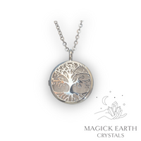 Natural Rose Quartz tree of life diffuser pendant view a