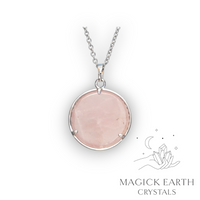 Natural Rose Quartz tree of life pendant view b