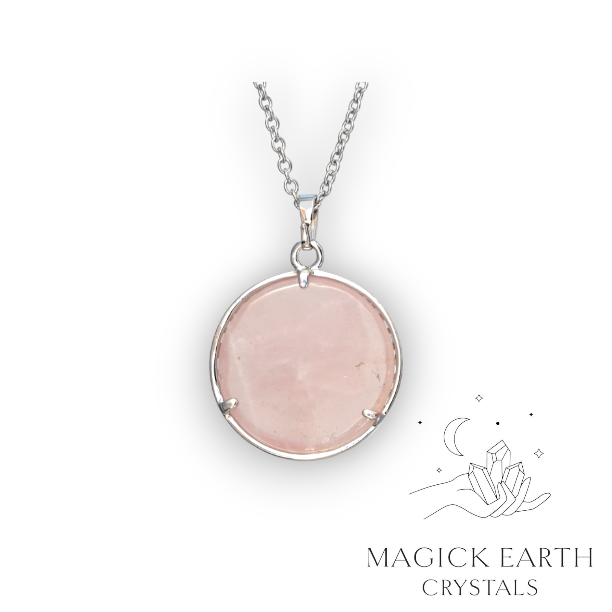 Natural Rose Quartz tree of life pendant view b