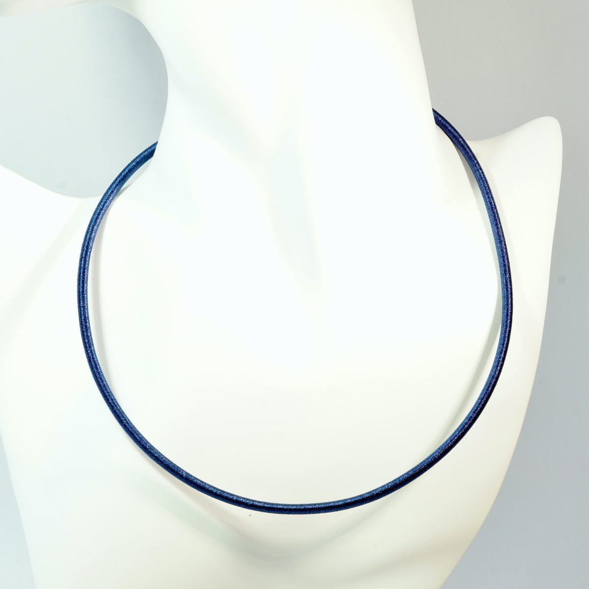 Blue Silk Cord Necklace with Platinum Findings