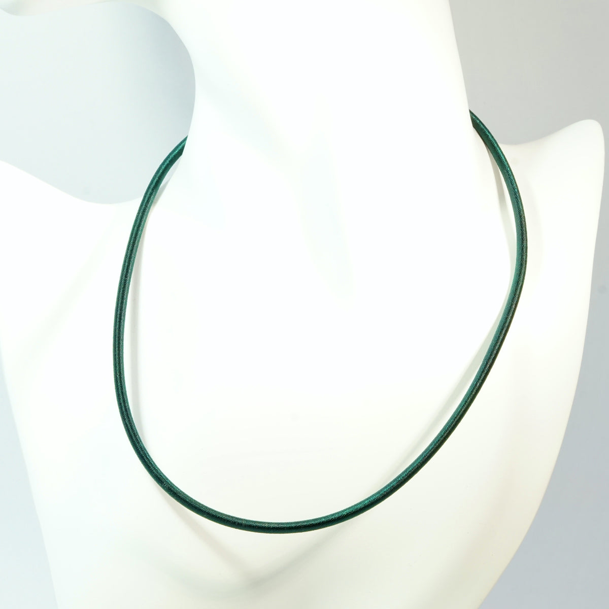 Green Silk Cord Necklace with Platinum Findings