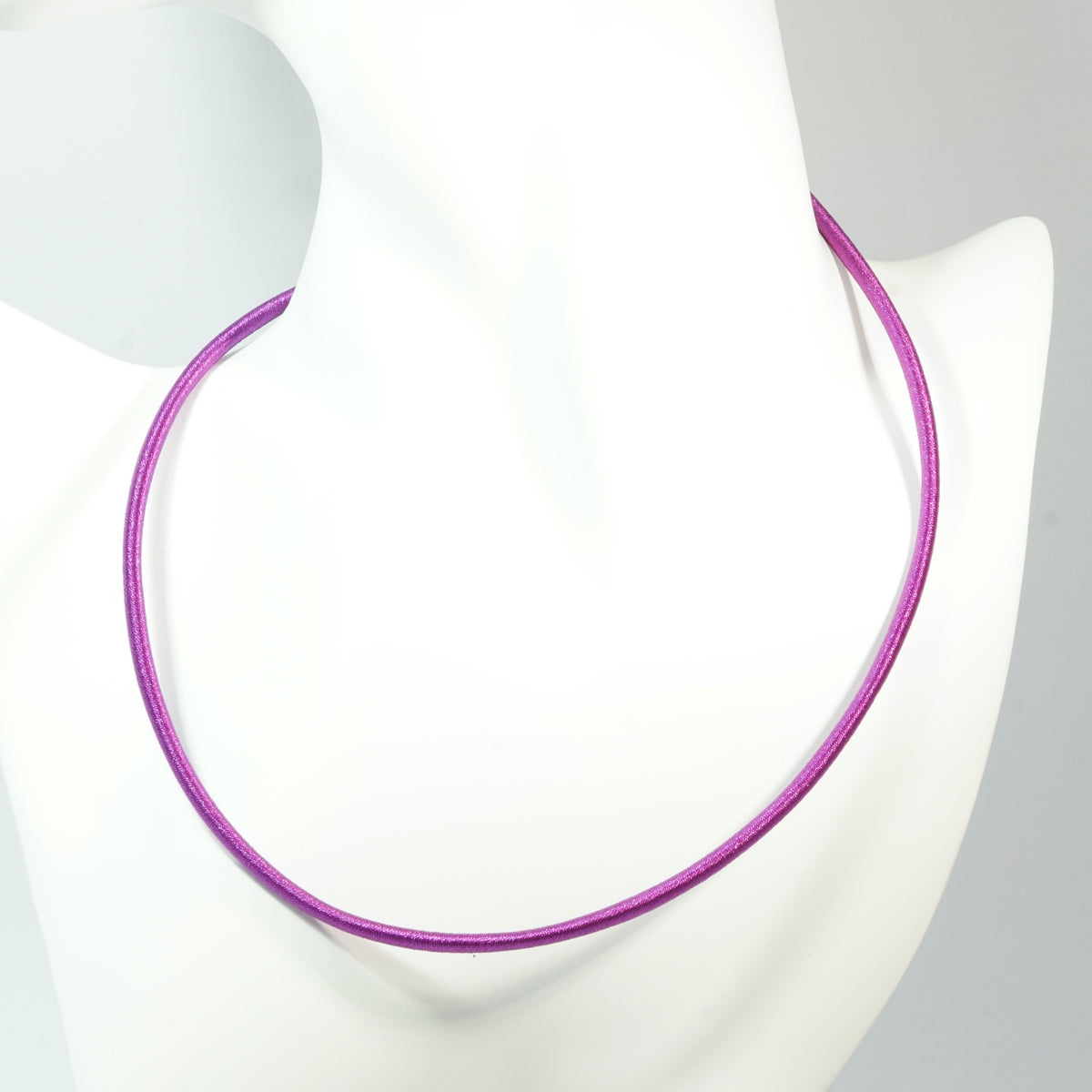 Magenta Silk Cord Necklace with Platinum Findings
