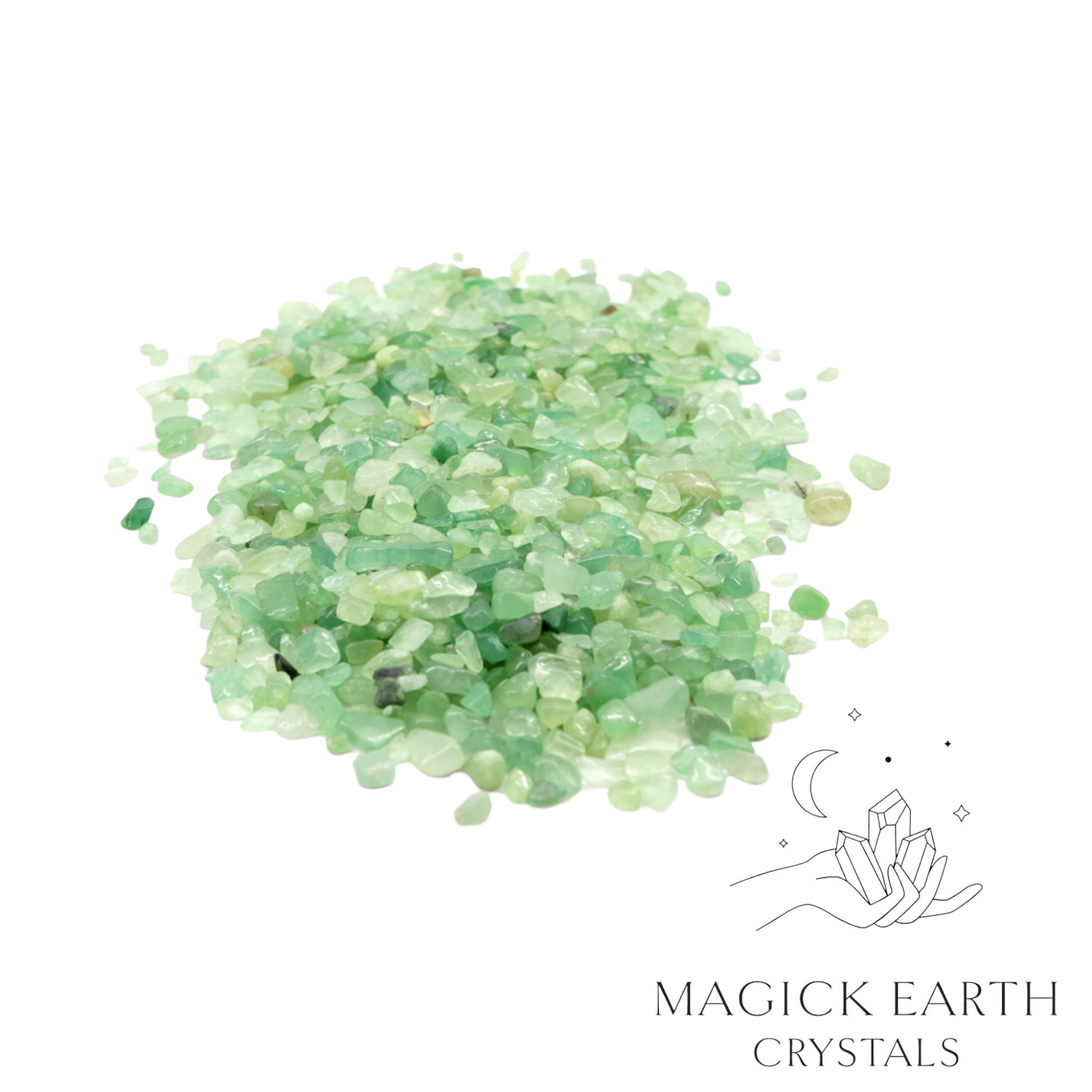 Natural dyed small green Fluorite  crystal chips, 100g loose pile.