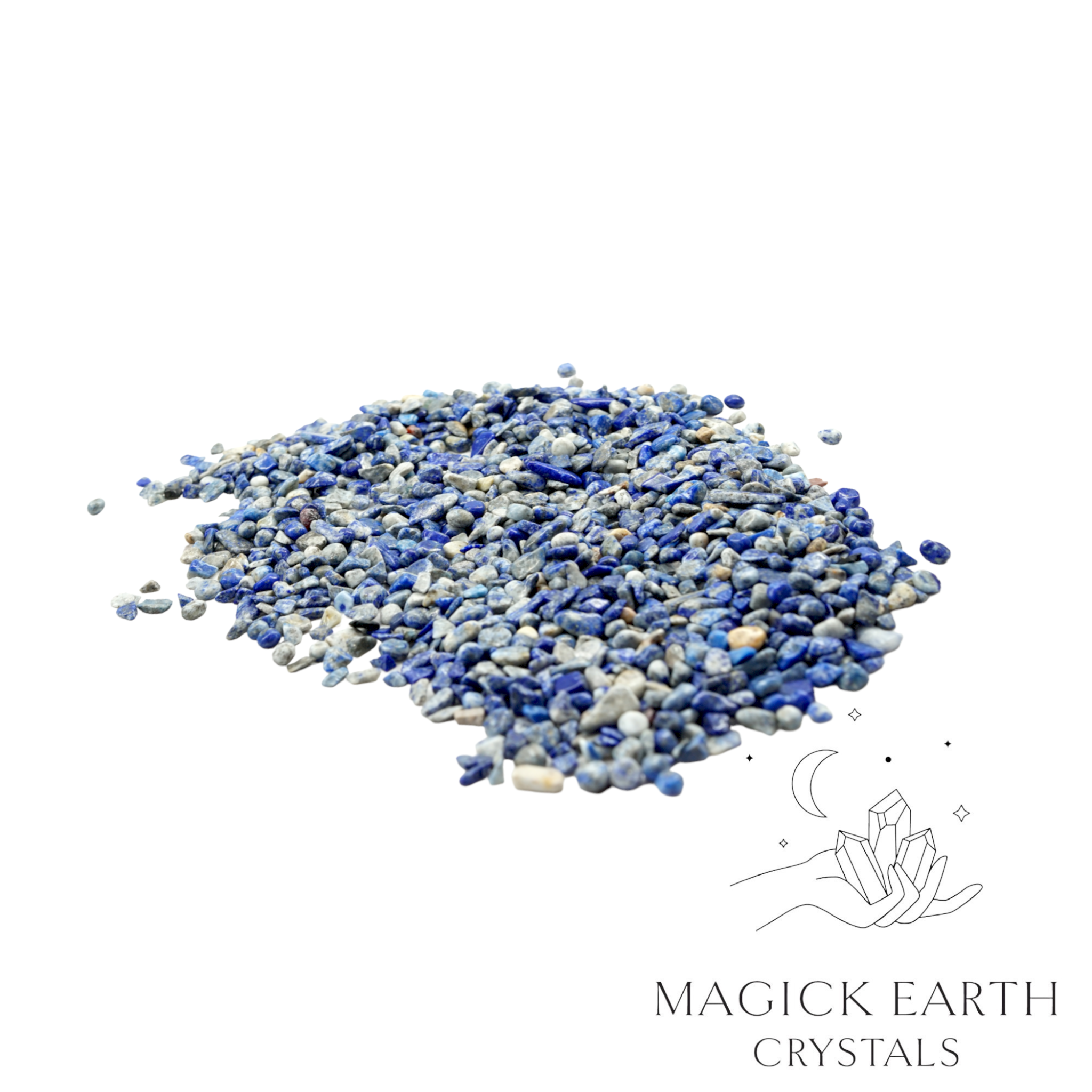 Natural small Lapis Lazuli Crystal Chips, 100g loose pile. 