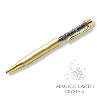 Natural Snowflake Obsidian crystal chip pen view b