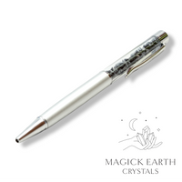 Natural Snowflake Obsidian crystal chip pen view c