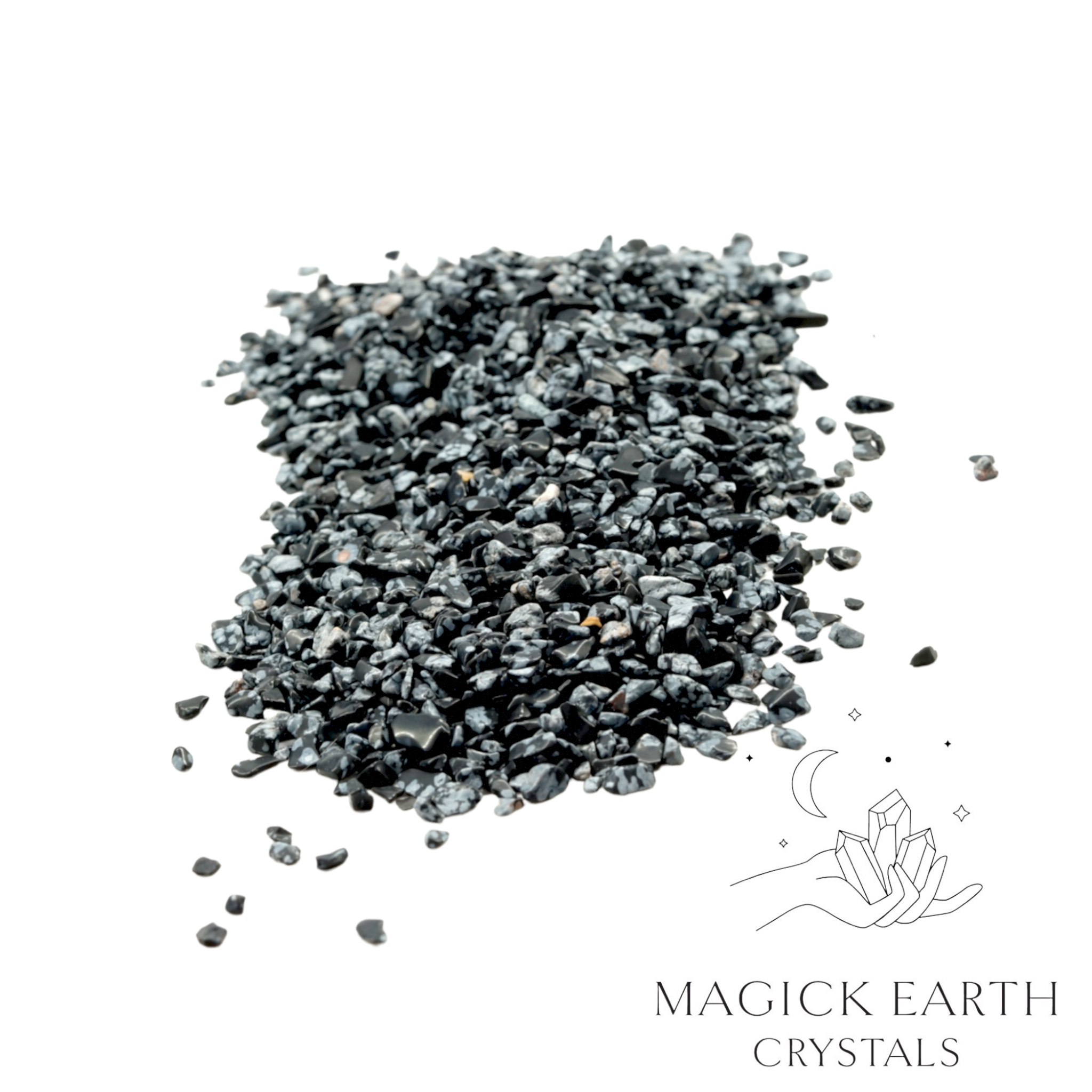 Natural small Snowflake Obsidian Crystal  Chips, 100g loose pile.   