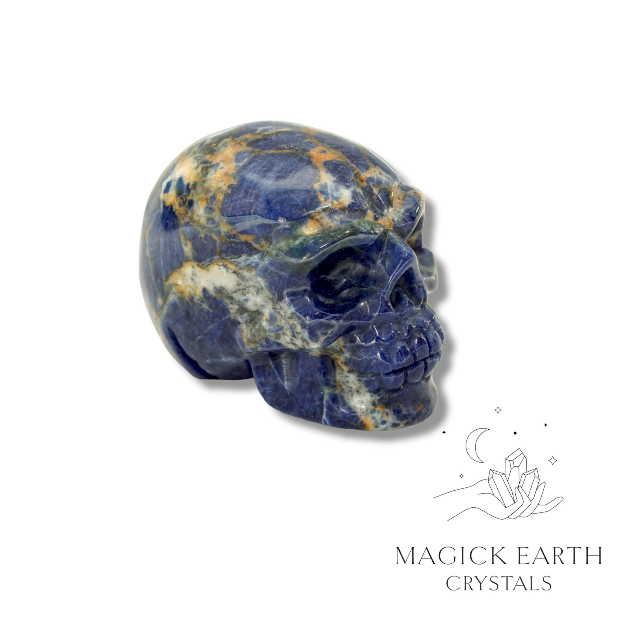  Natural Sodalite crystal skull view a