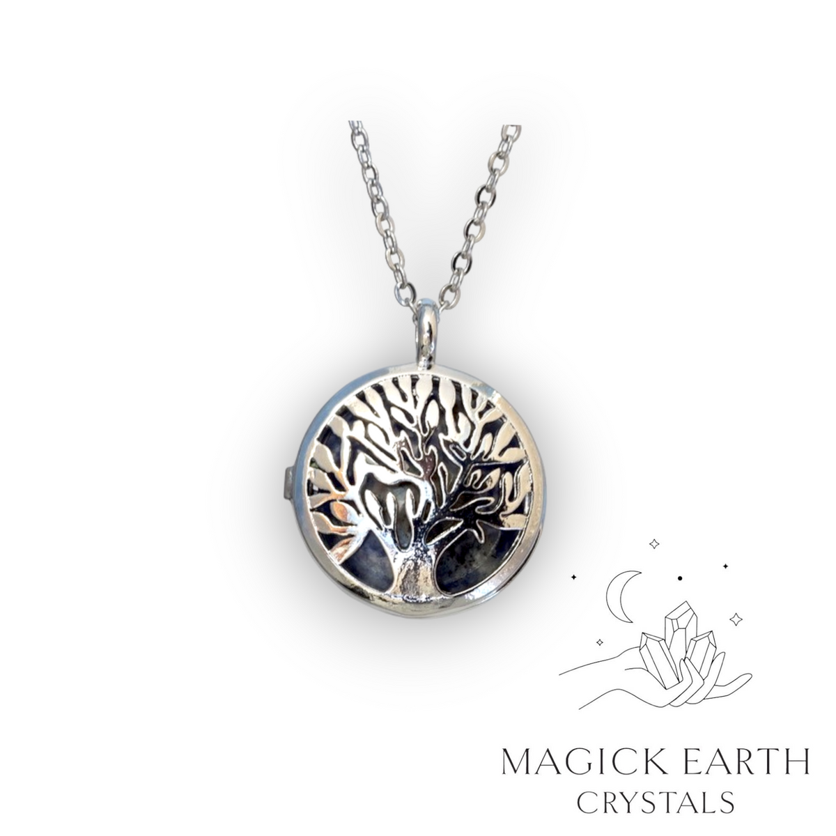 Natural Sodalite tree of life diffuser pendant view a