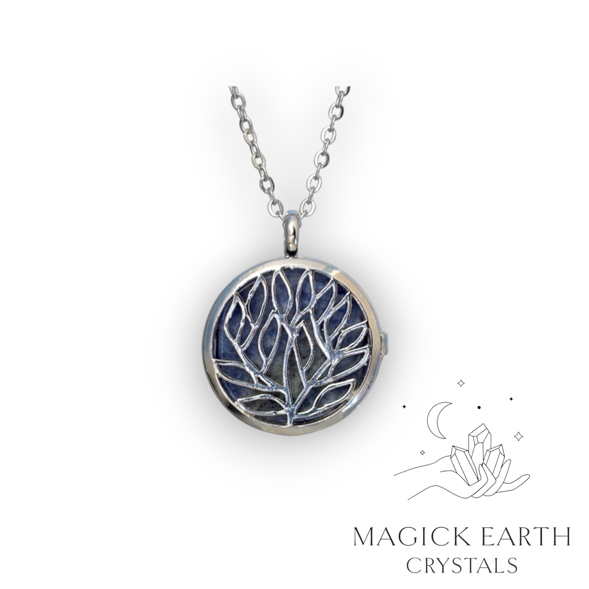 Natural Sodalite tree of life diffuser pendant view b