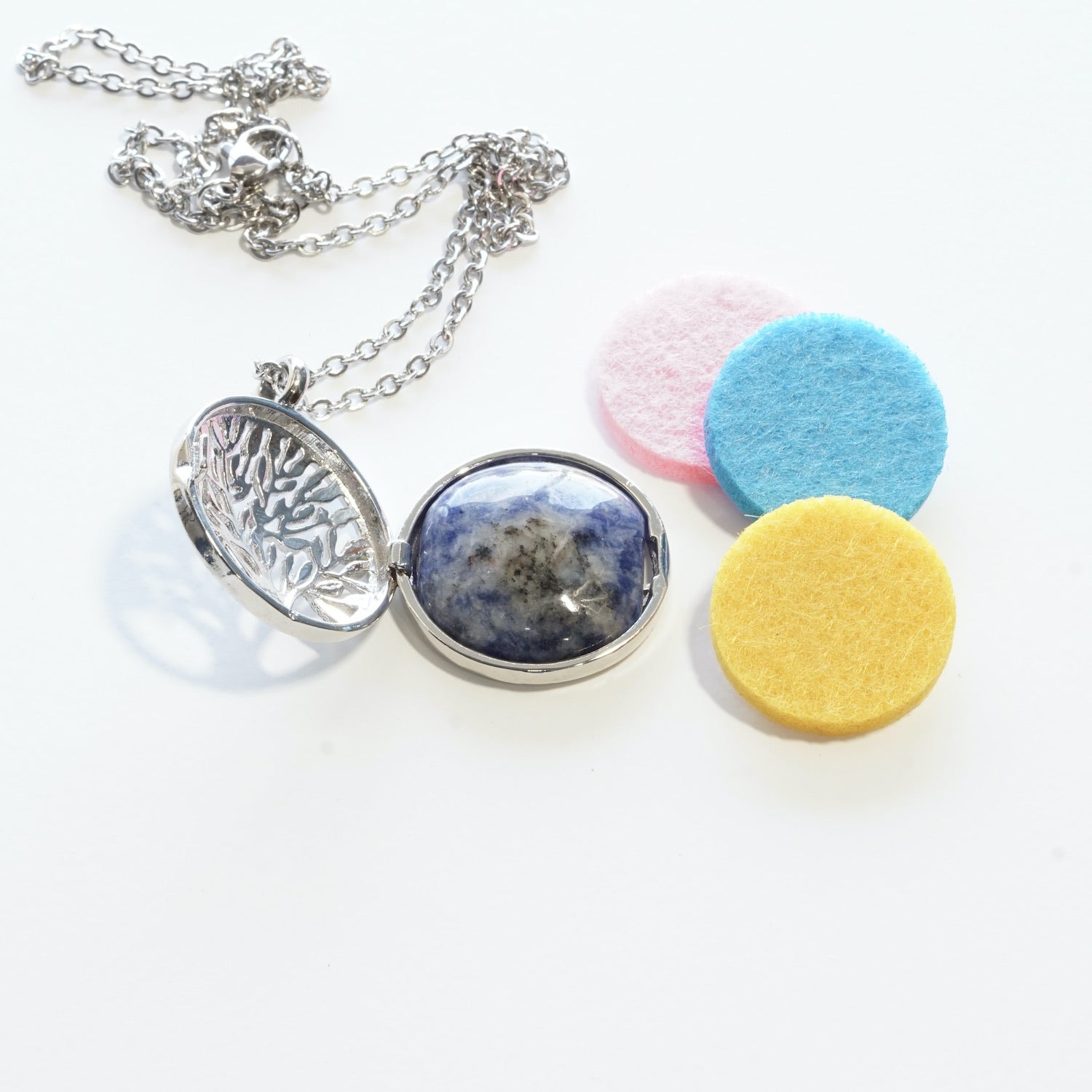 Natural Sodalite tree of life diffuser pendant view c
