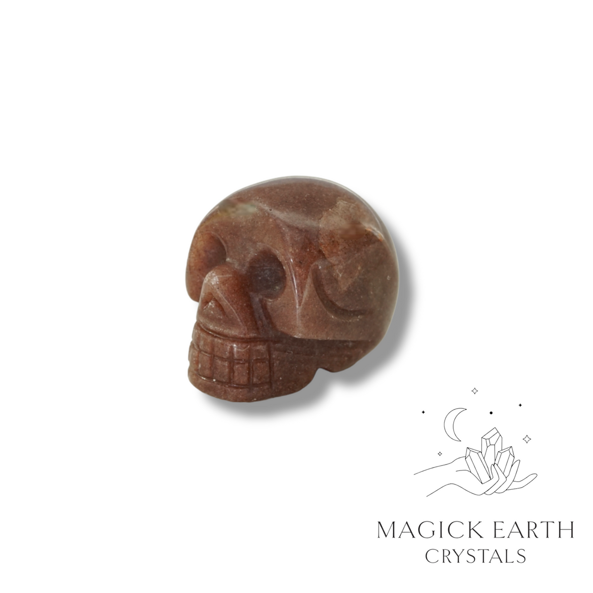  Natural Strawberry Quartz crystal mini skull view b